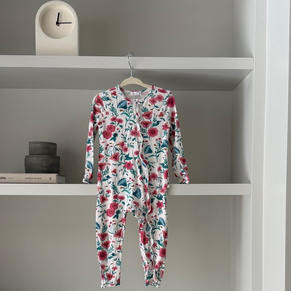 Angel Dear Other - Angel Dear Floral Footless Pajamas in White, Pink, Teal